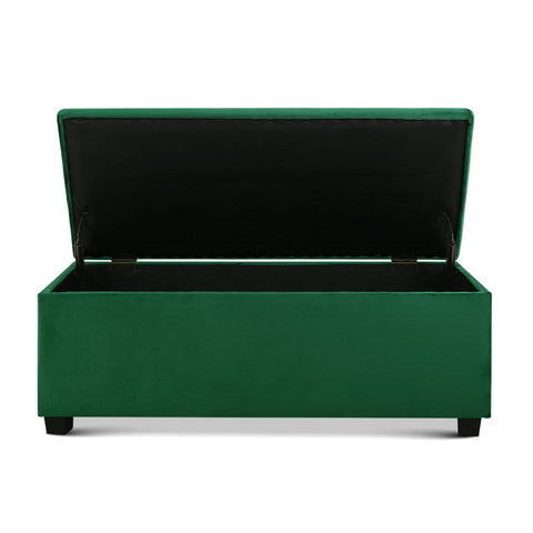 Storage Ottoman Blanket Box Velvet Foot Stool Rest Chest Couch Toy Green