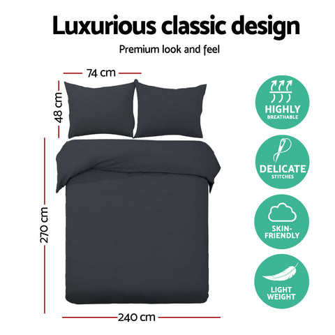 Giselle Bedding Quilt Cover Set Classic Super King Bed Duvet Doona Hotel Black