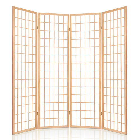 Artiss Room Divider Screen Wood Timber Dividers Fold Stand Wide Beige 4 Panel