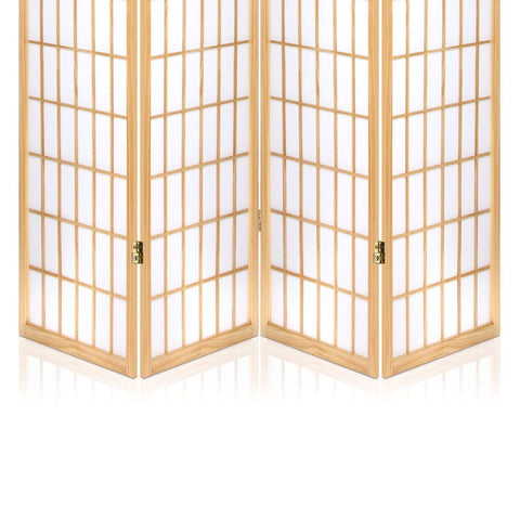 Artiss Room Divider Screen Wood Timber Dividers Fold Stand Wide Beige 4 Panel