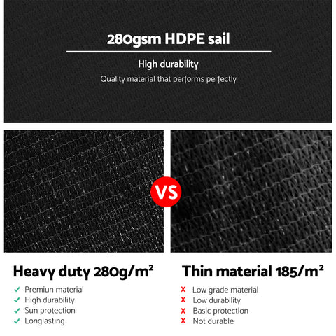 Instahut Sun Shade Sail Cloth Shadecloth Outdoor Canopy Triangle 280gsm 5x5x5m