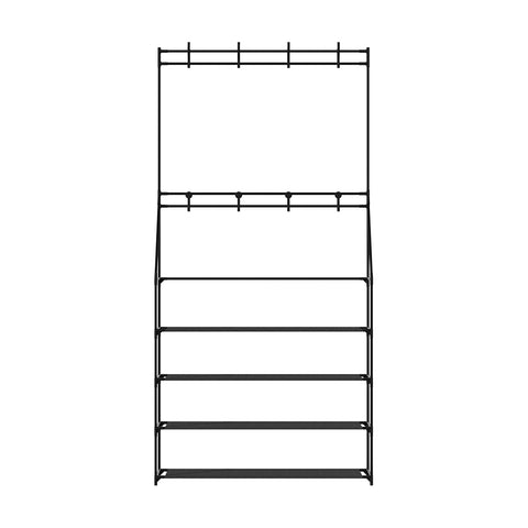 Artiss Shoe Rack Coat Hat Stand Hallway Shoes Storage Tree Metal Shelves Black