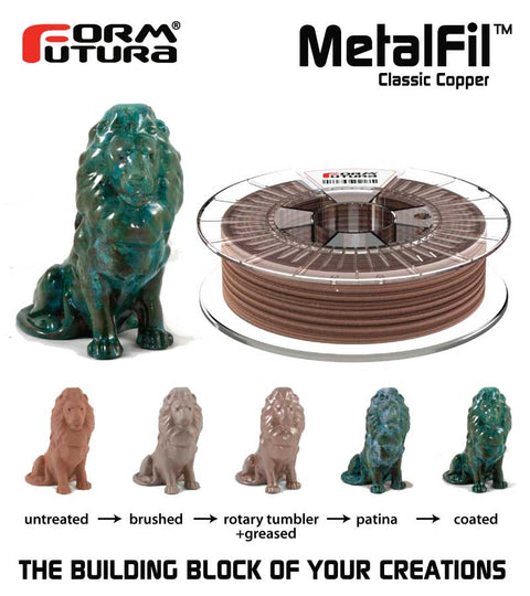 Copper-filled PLA based filament MetalFil - Classic Copper 2.85mm 1500 gram Natural Composite 3D Printer Filament