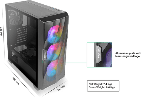 ANTEC DF700 FLUX Wave Mesh Front, High Airflow, Tempered Glass with 3x ARGB Fan Front, 1x Rear, 1x PSU Shell (Reverse Fan blade) ATX Gaming Case