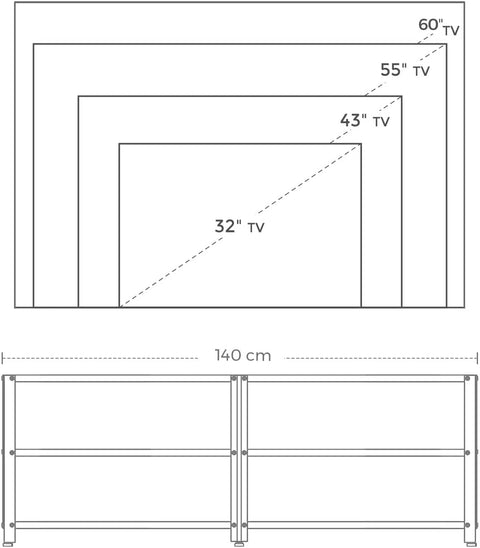 TV Stand for 60-Inch TV with Industrial Style Steel Frame Rustic Brown and Black