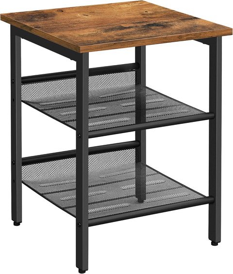 End Table Industrial Side Table Mesh Shelves