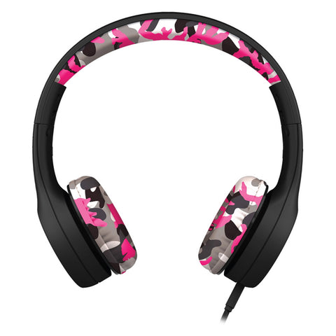 LilGadgets Connect + Childrens Kids Wired Headphones Pink Camo
