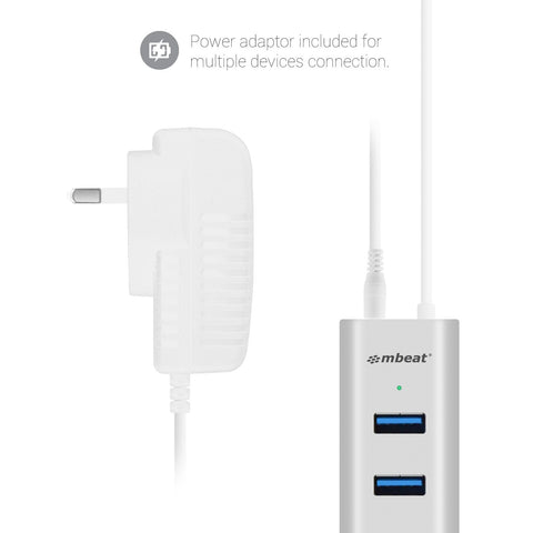 mbeat 7-Port USB 3.0 Aluminum Slim Hub With Power For PC and MAC