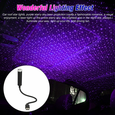 Starry Sky Projection Lamp Blue Purple Violet Mini USB Car Roof Star Night Light