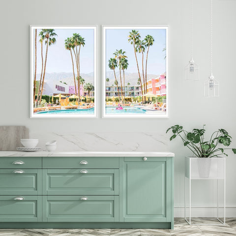 50cmx70cm Saguaro Hotel 2 Sets White Frame Canvas Wall Art