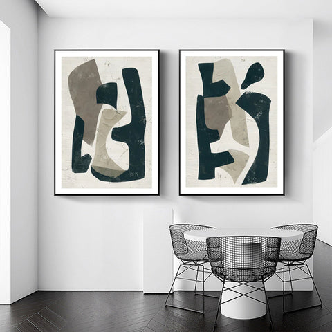 60cmx90cm Abstract Puzzle 2 Sets Black Frame Canvas Wall Art