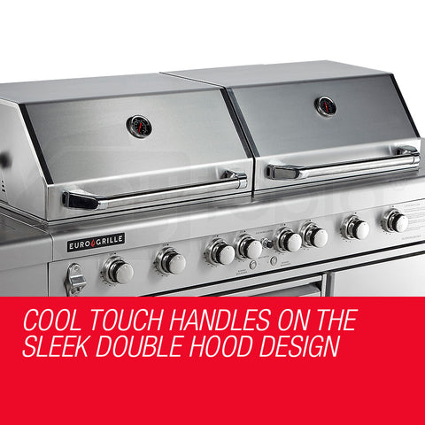 EuroGrille 9 Burner Outdoor BBQ Grill Barbeque Gas Stainless Steel Kitchen Commercial