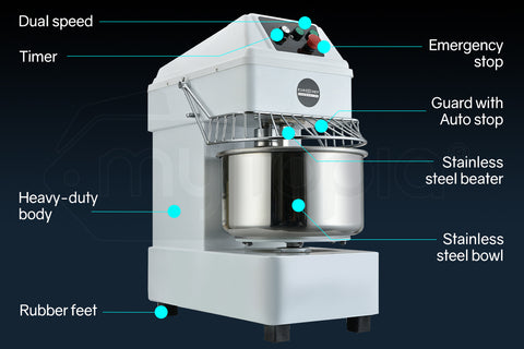 EUROCHEF 30L Spiral Dough Mixer Commercial Machine Bakery Bread Kneader Litre Small
