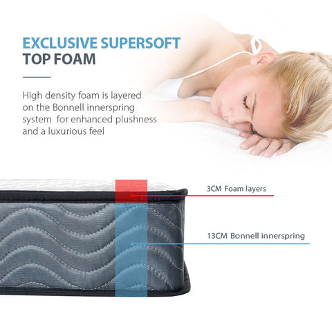 Kingston Slumber Mattress DOUBLE Bed Size Bonnell Spring Bedding Firm Foam Top 16CM