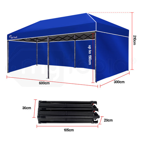 Red Track 3x6m Folding Gazebo Shade Outdoor Navy Foldable Marquee Pop-Up