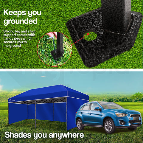 Red Track 3x6m Folding Gazebo Shade Outdoor Navy Foldable Marquee Pop-Up