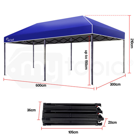 Red Track 3x6m Folding Gazebo Shade Outdoor Navy Foldable Marquee Pop-Up