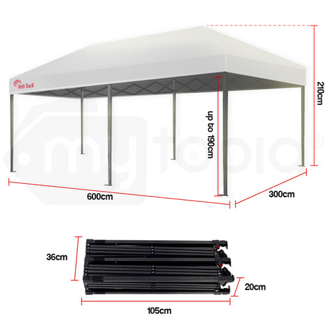Red Track 3x6m Folding Gazebo Shade Outdoor White Foldable Marquee Pop-Up