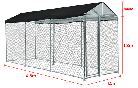 NEATAPET 4.5x1.5m Dog Enclosure Pet Playpen Outdoor Wire Cage Puppy Fence with Cover Shade