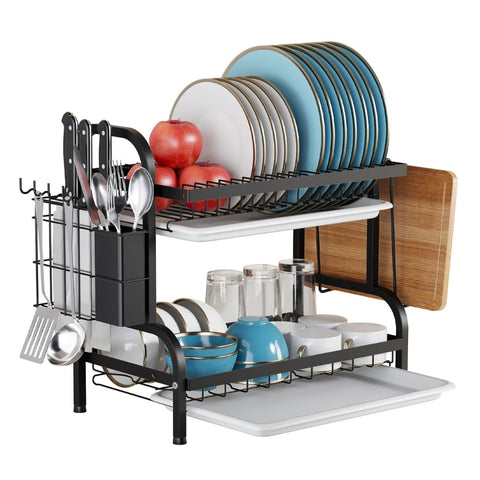 GOMINIMO 2-Tier Dish Rack with Utensil Holder GO-DR-101-HZ