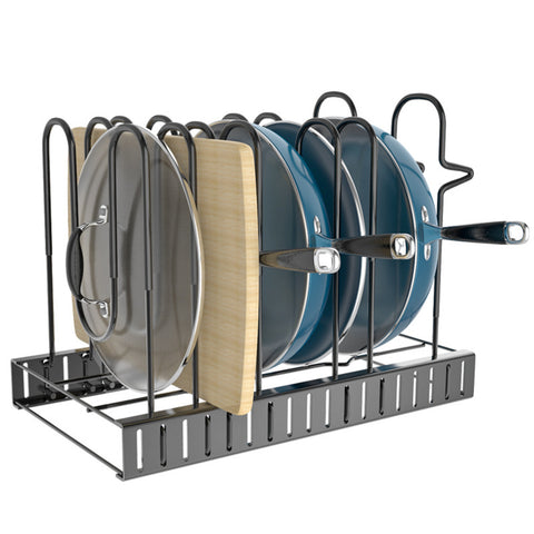 GOMINIMO Adjustable 8 Tier Pots and Pans Organizer with 3 DIY Methods GO-PPO-100-SF