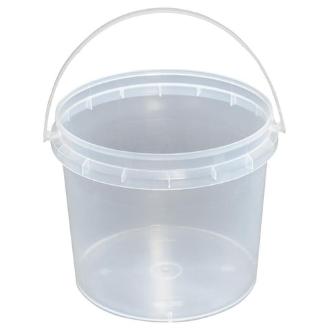 Bulk 10x 1.2L Plastic Buckets + Lids - Empty Clear With Handle Food Grade Pail