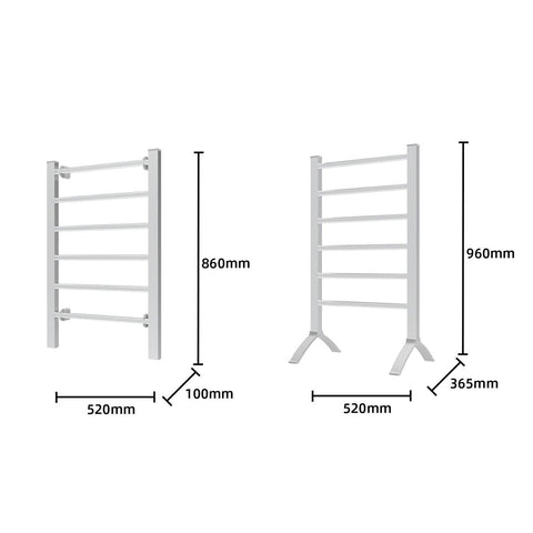 Pronti Heated Towel Rack Electric Bathroom Towel Rails Warmer 100w - Silver