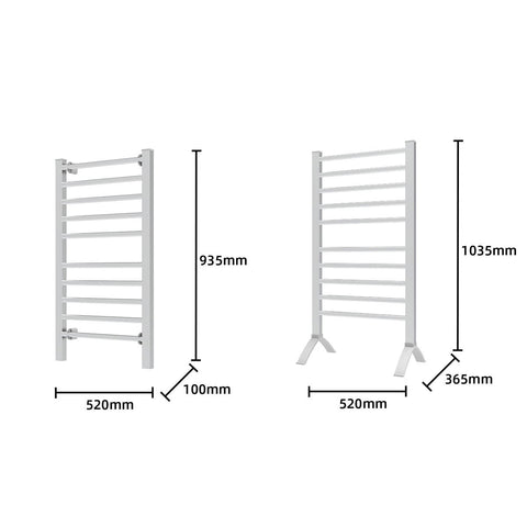Pronti Heated Towel Rack With Timer Wall-mounted Freestanding Electric 160 Watts