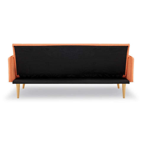 Sarantino 3 Seater Modular Linen Fabric Sofa Bed Couch Armrest Orange