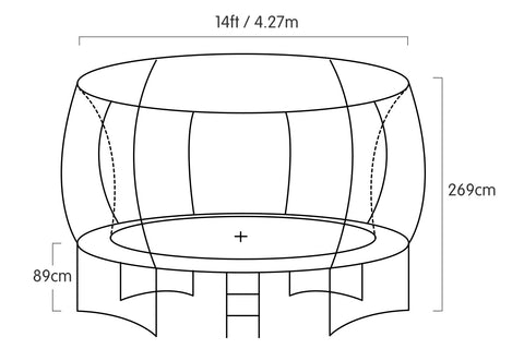 Kahuna 14ft Trampoline Free Ladder Spring Mat Net Safety Pad Cover Round Enclosure - Rainbow