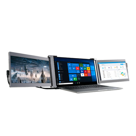 Dual Portable Triple Fold 1080P IPS FHD Monitor Screen Extender For Laptop 11.9" Black