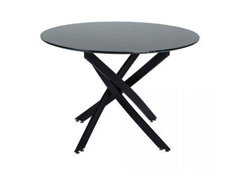 Round Marble-Effect Table - Black