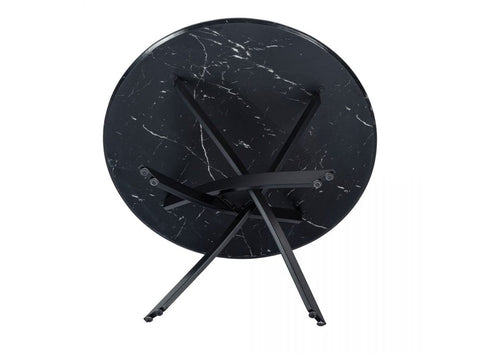 Round Marble-Effect Table - Black
