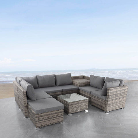 Large Modular Outdoor Ottoman Lounge Set in Grey