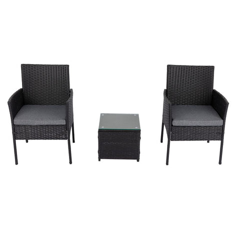 3PC Outdoor Table and Chairs Set – Black