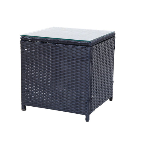 3PC Outdoor Table and Chairs Set – Black