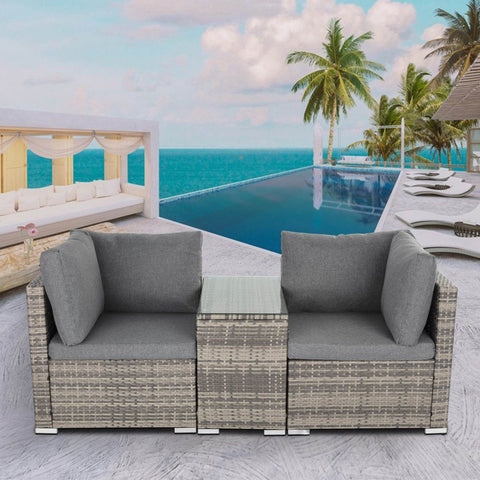 Outdoor Wicker End Table Grey