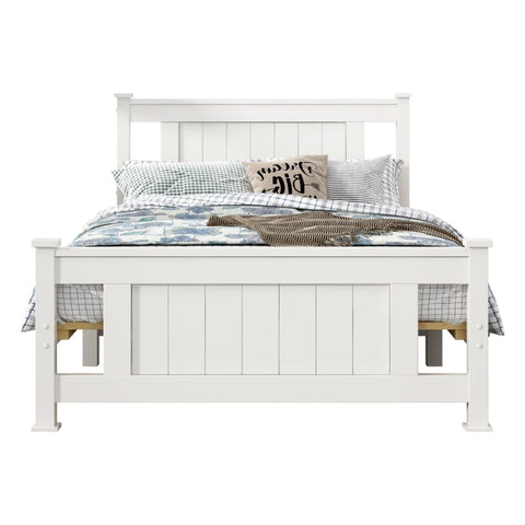 King Single Solid Pine Timber Bed Frame – White
