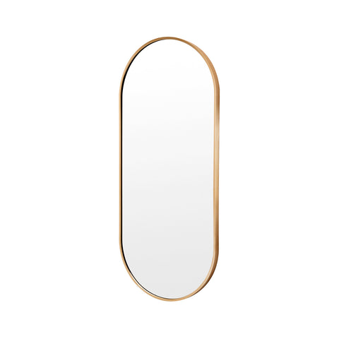 La Bella Gold Wall Mirror Oval Aluminum Frame Makeup Decor Bathroom Vanity 45x100cm
