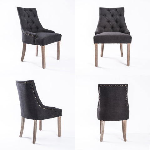 La Bella Black (Charcoal) French Provincial Dining Chair Amour Oak Leg