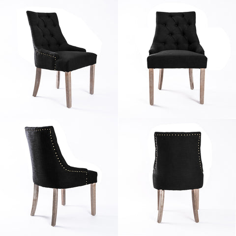 La Bella Dark Black French Provincial Dining Chair Amour Oak Leg