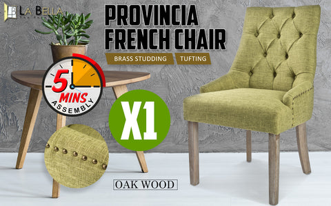La Bella Green French Provincial Dining Chair Amour Oak Leg