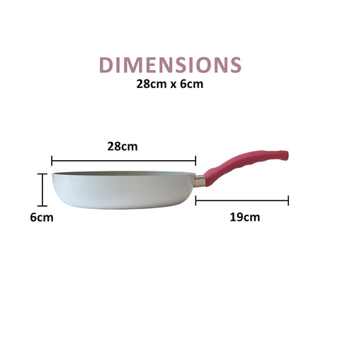 Jiniart Round 28cm White Frypan Frying Pan Non-Stick Induction Ceramic