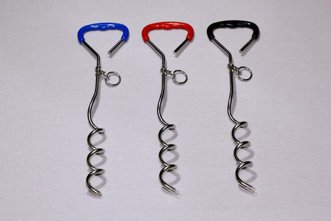 YES4PETS 2 X Pet Dog Puppy Chrome Plated Corkscrew Spiral Tie Out Stake
