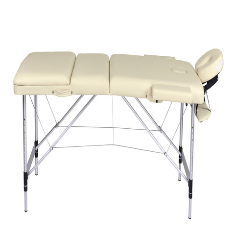 3 Fold Portable Aluminium Massage Table Massage Bed Beauty Therapy Beige