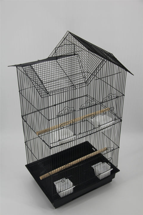 YES4PETS 4 X Medium Size Bird Cage Parrot Budgie Aviary with Perch - Black