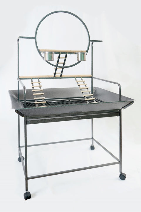Large Bird Cage Parrot Playpen Gym Toy Stand With Ladder On Wheels