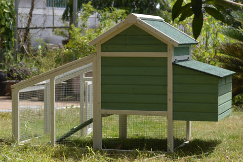 Green Small Chicken coop with nesting box for 2 Chickens / Rabbit Hutch