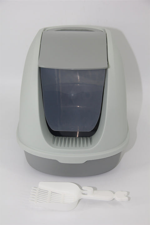 Portable Hooded Cat Toilet Litter Box Tray House with Handle and Scoop