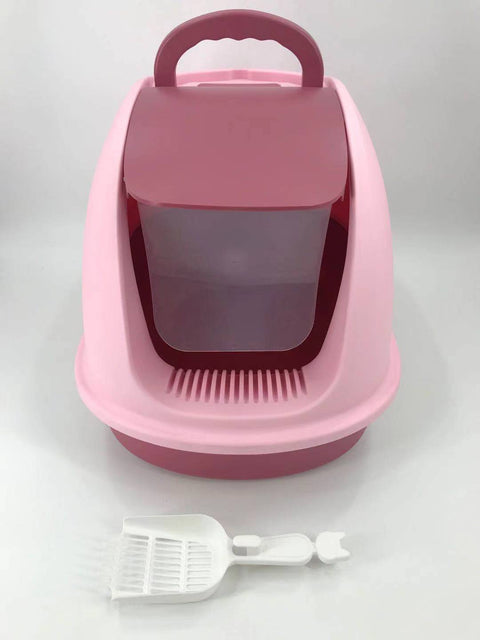 XL Portable Hooded Cat Toilet Litter Box Tray House with Charcoal Filter and Scoop